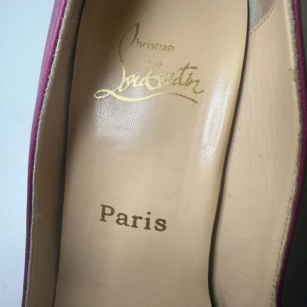 CHRISTIAN LOUBOUTIN Vintage Y2K Fuchsia Purple Peep-Toe Wedges Mesh Cutouts 40.5